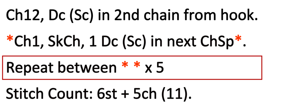 Moss Stitch Crochet Written Instructions Row 1c