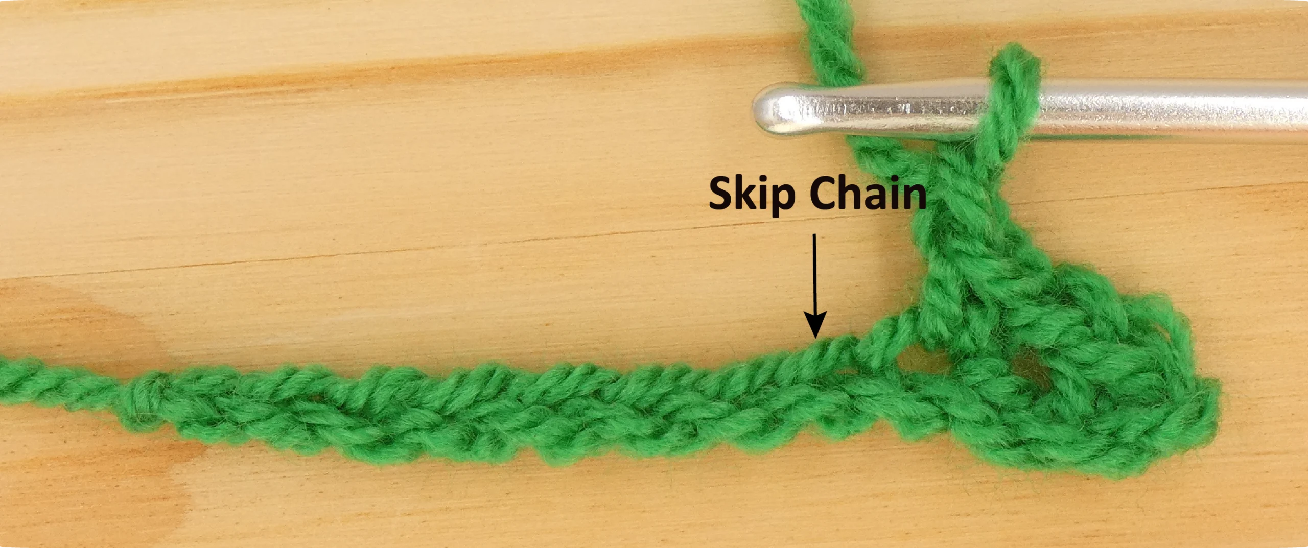 Moss Stitch Crochet Photo Instructions Row 1c Skip chain