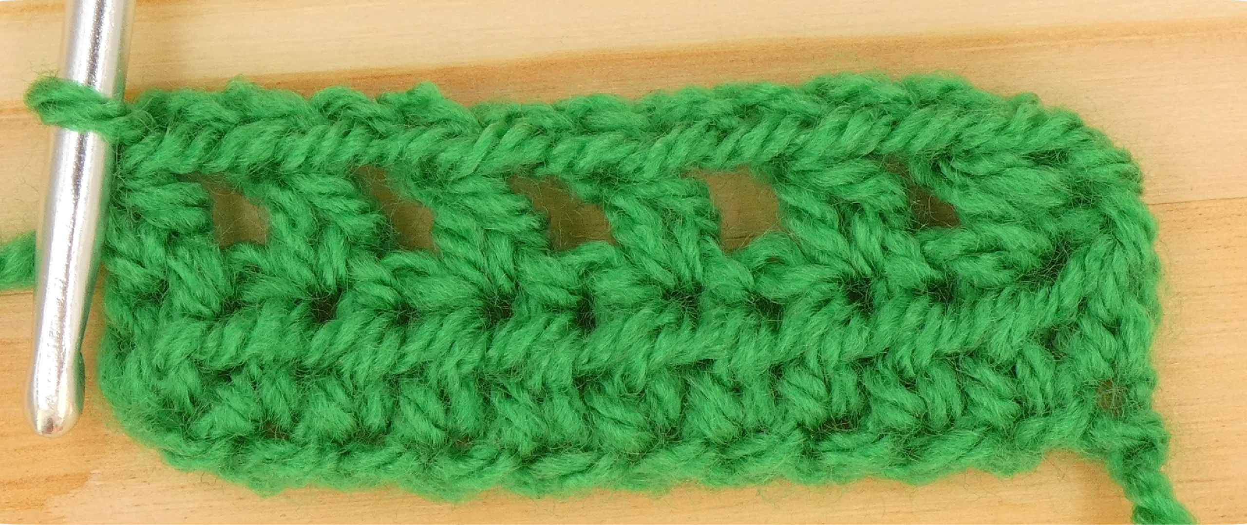 Crochet pattern Htr Hdc Mesh, Row 2 finished