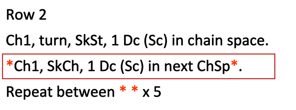 Moss Stitch Crochet Written Instructions Row 2b Crochet