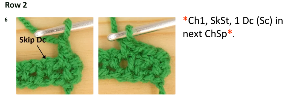 Moss Stitch Crochet Photo Instructions Row 2b