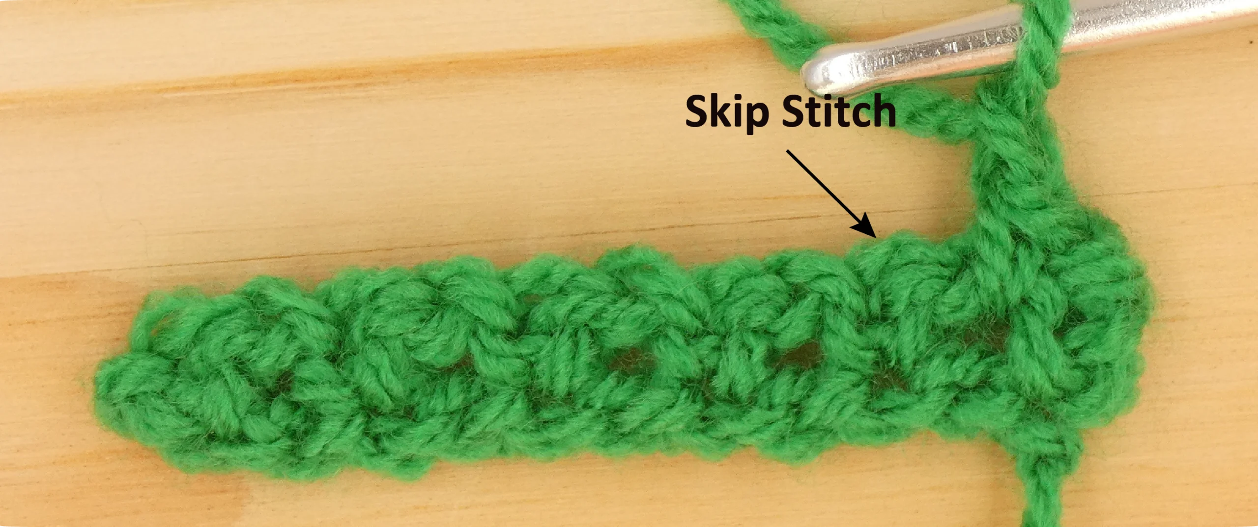 Moss Stitch Crochet Photo Instructions Row 2b Crochet skip stitch