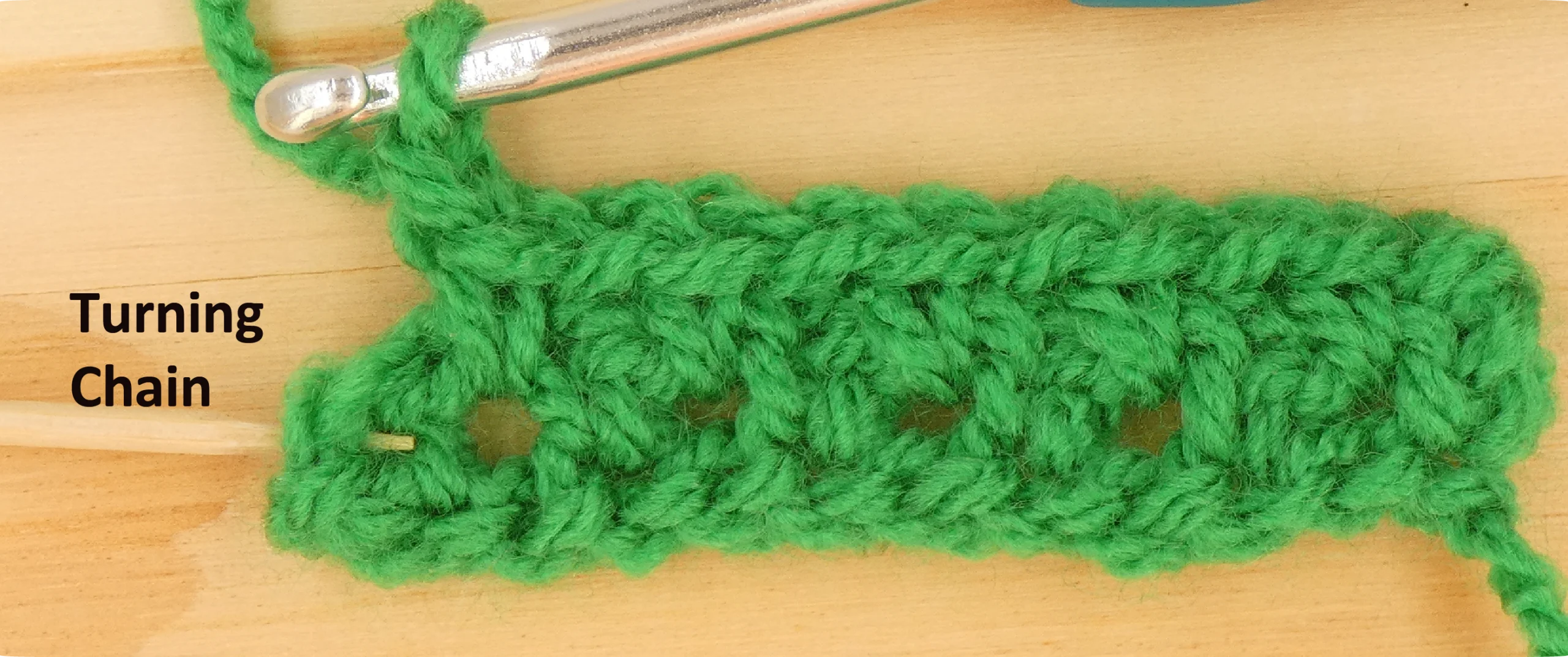 Moss Stitch Crochet Photo Instructions Row 2c Turning chain