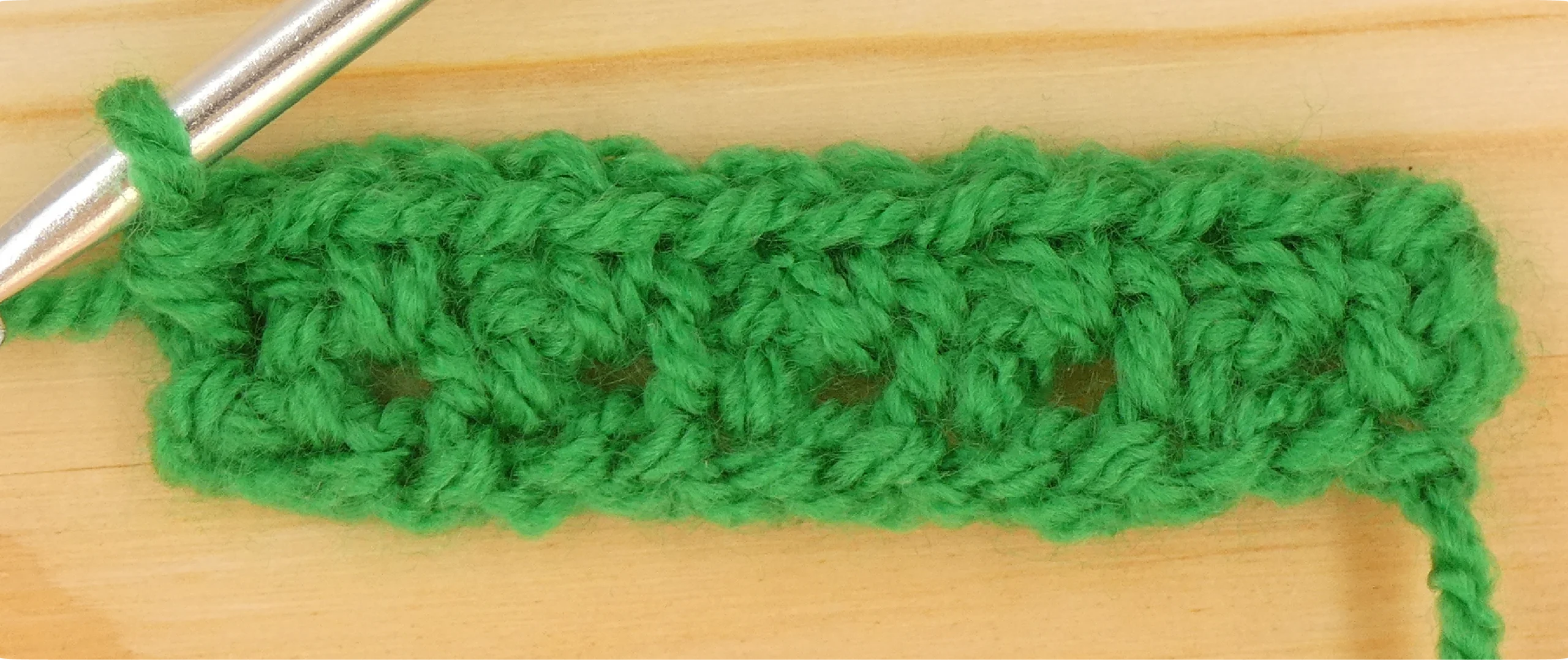Moss Stitch Crochet Row 2 finished