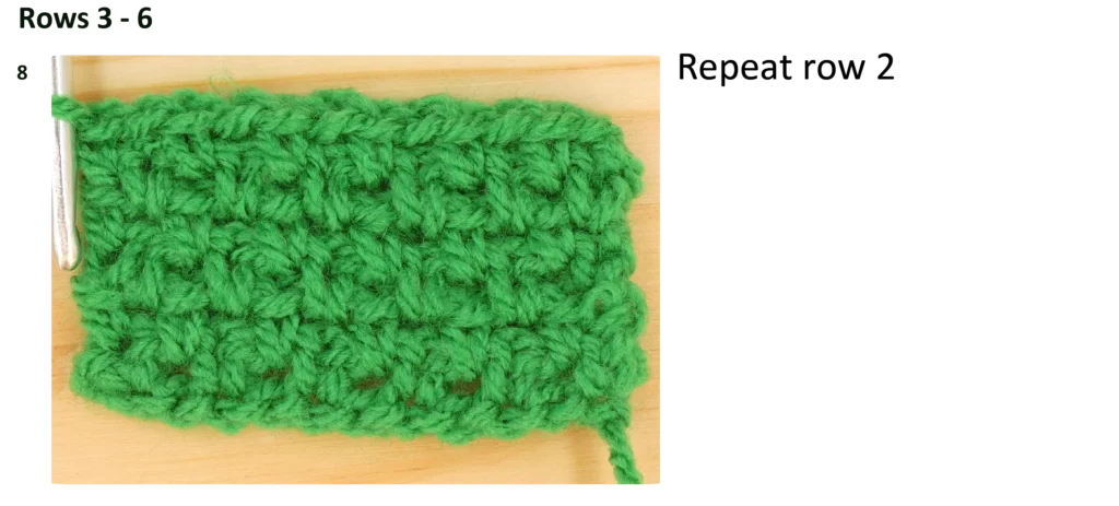 Moss Stitch Crochet Photo Instructions Row 2c