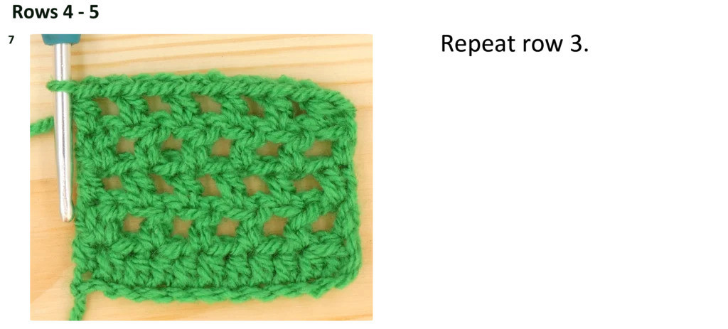 Crochet Pattern photo instructions Htr Hdc Mesh row2 4-5