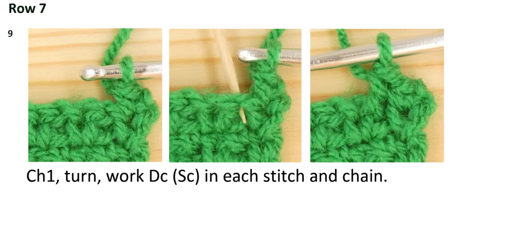 Moss Stitch Crochet Photo Instructions Row 7