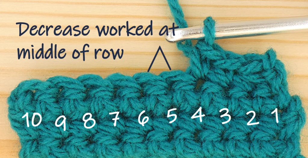 Crochet decreases - Dc middle of row