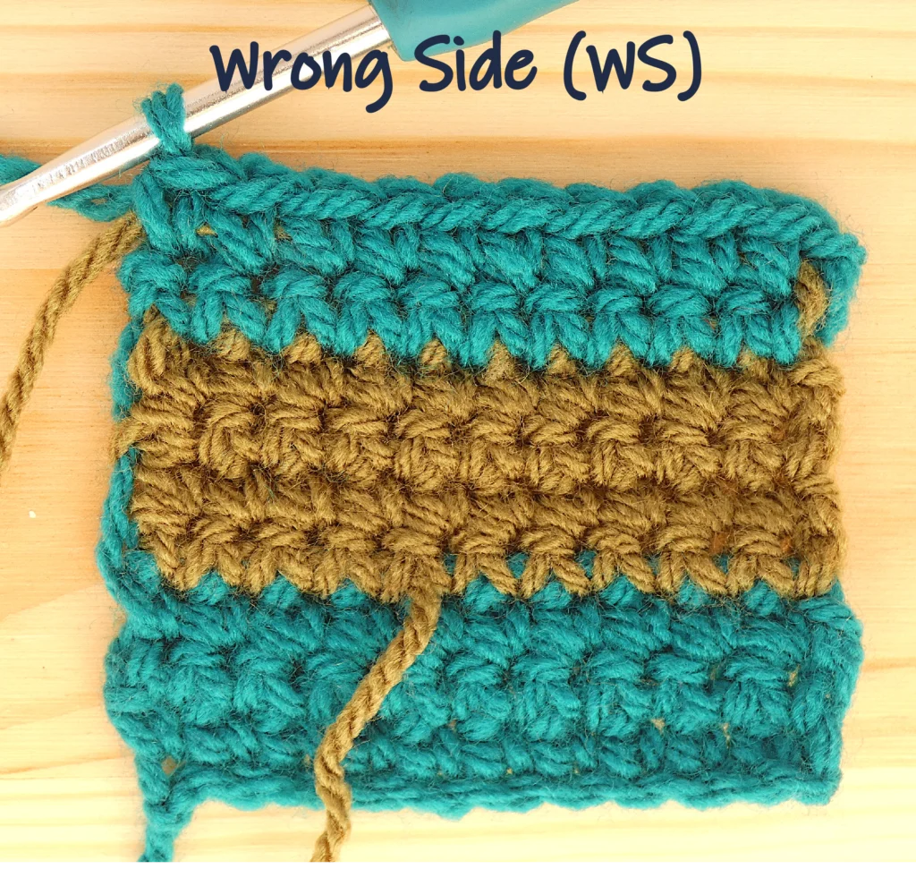 Crochet Row Colour change wrong side