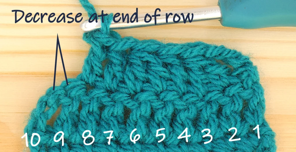 Crochet Decreases - tr Dec end of row