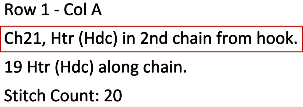 Crochet Pattern - Row Colour Change Written instructions row 1