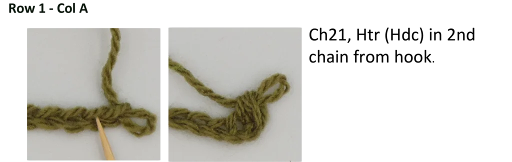 Crochet Pattern - Row Colour Change Photo instructions row 1