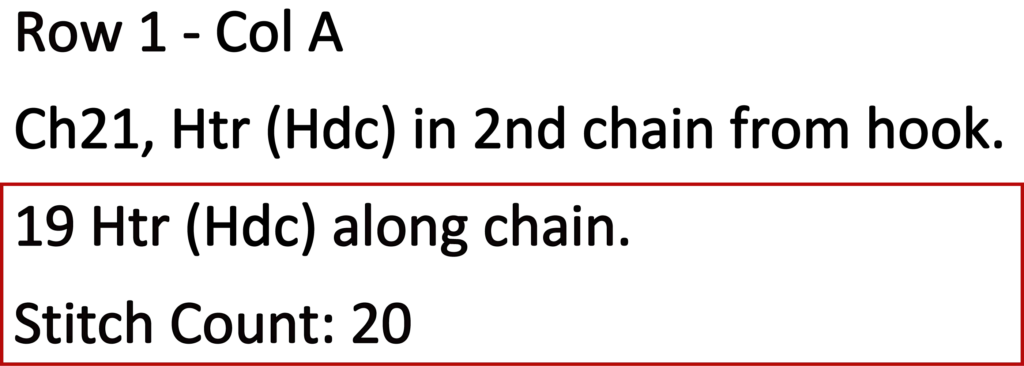 Crochet Pattern - Row Colour Change Written pattern row 1