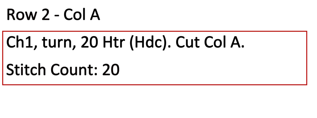 Crochet Pattern - Row Colour Change Written pattern row 2