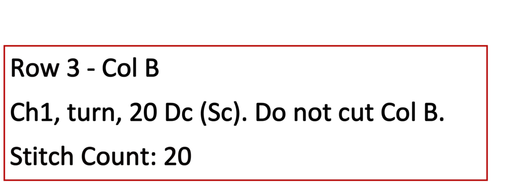 Crochet Pattern - Row Colour Change Written pattern row 3