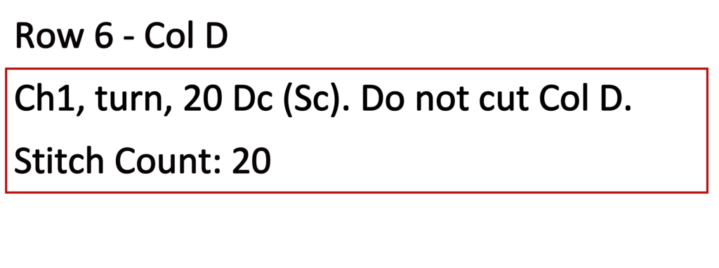 Crochet Pattern - Row Colour Change Written pattern row 6