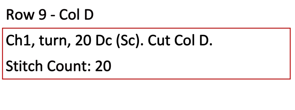 Crochet Pattern - Row Colour Change written pattern row 9