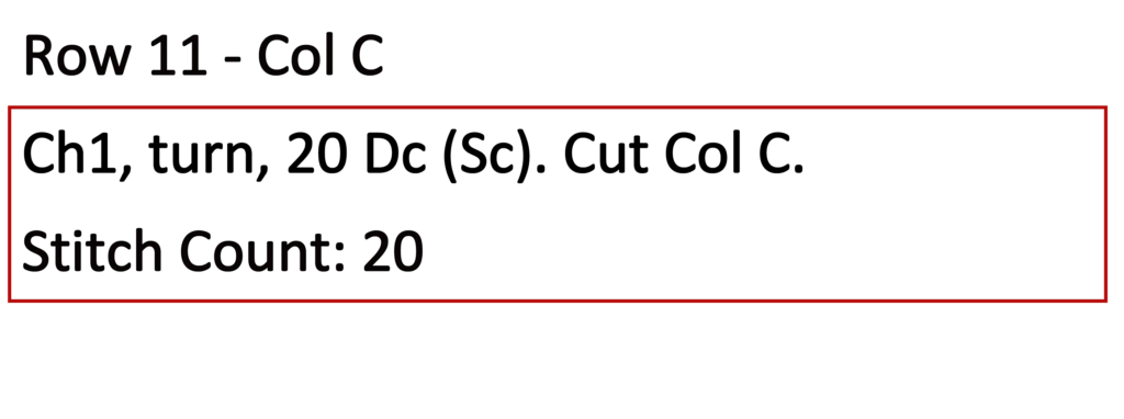 Crochet Pattern - Row Colour Change written pattern row 11
