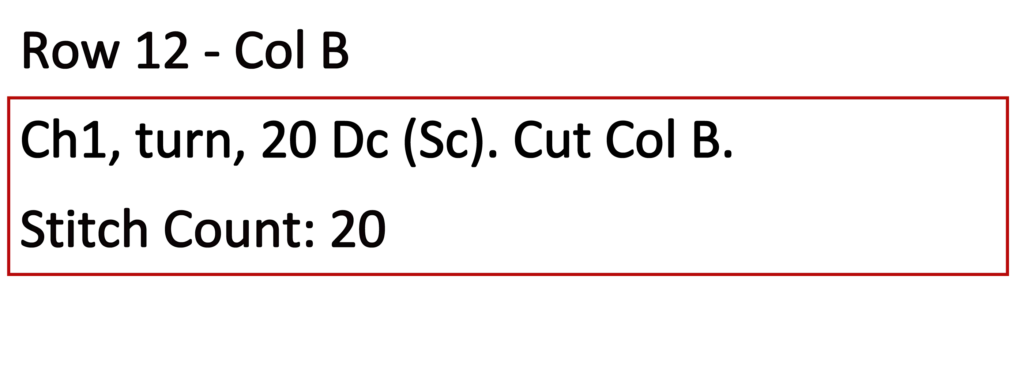 Crochet Pattern - Row Colour Change written pattern row 12