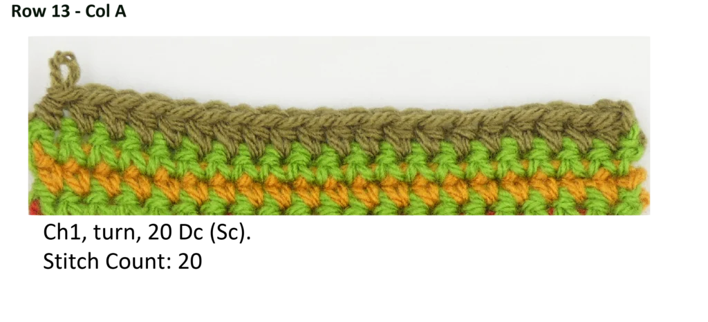 Crochet Pattern - Row Colour Change photo pattern row 13/14
