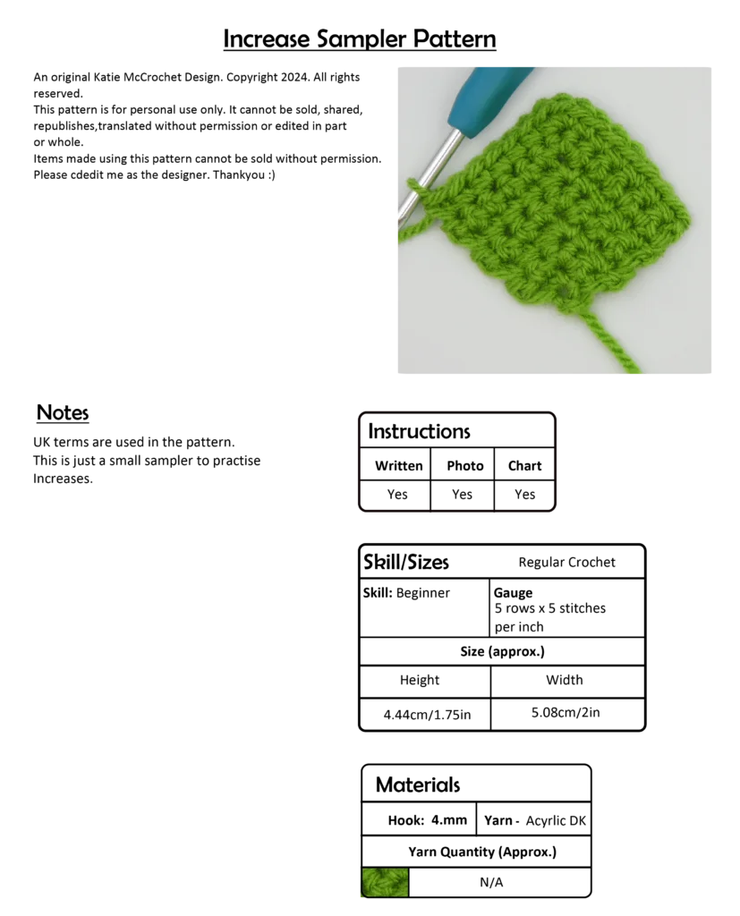 Crochet Pattern - crochet Increase tutorial -Front Page