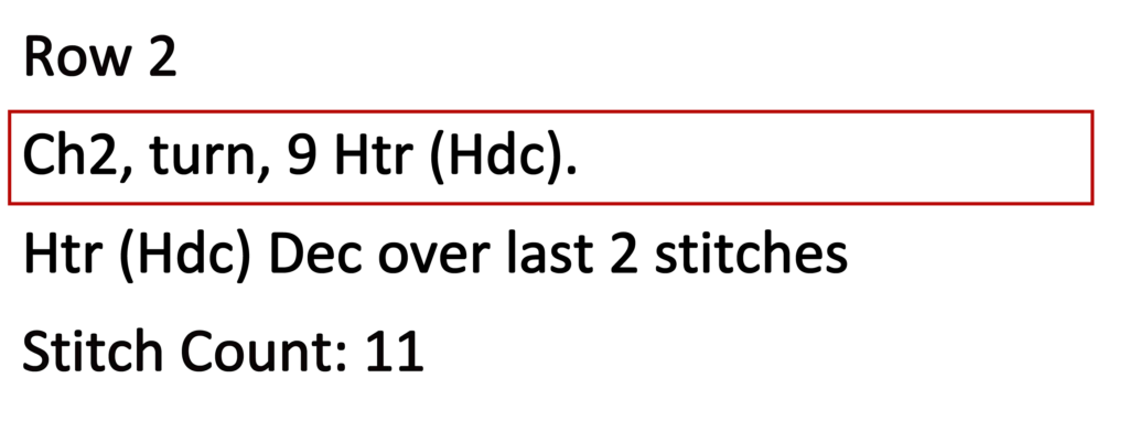 Crochet Pattern - crochet decrease tutorial - crochet written pattern row 2