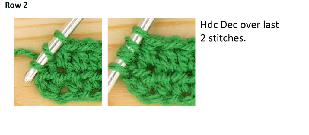 Crochet Pattern - crochet decrease tutorial - crochet photo pattern row 2