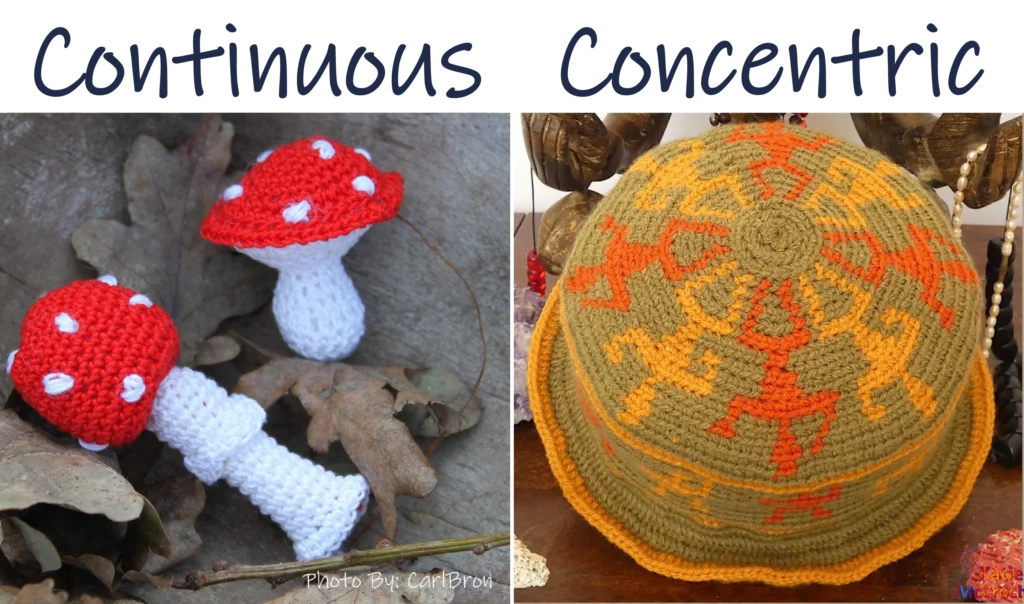Crochet circles Continuous Crochet circles VS Concentric Crochet circles