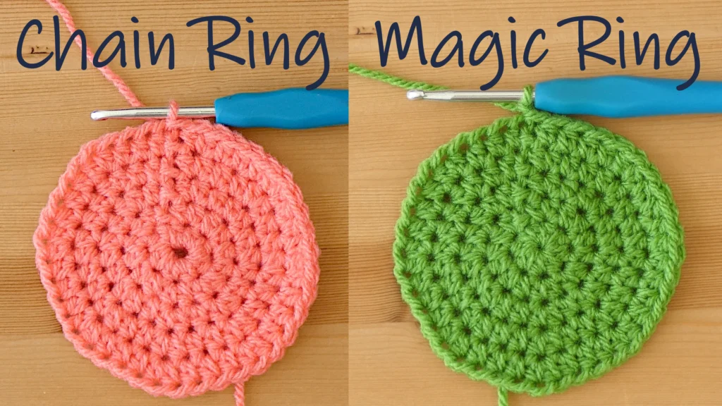 Crochet chain ring, crochet magic circle, crochet magic ring