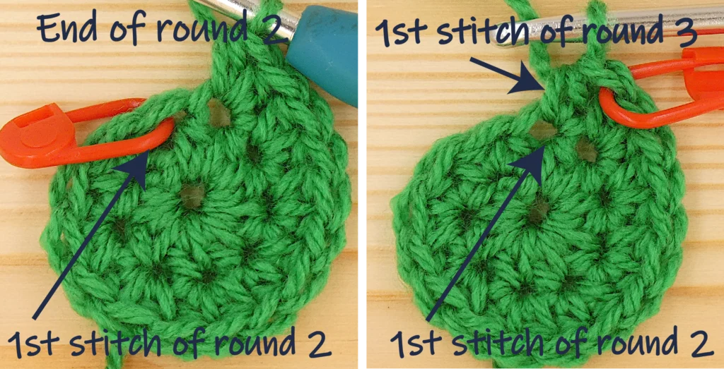 L12 112 Htr continuous R3 1st Stitch 28 1 Katie McCrochet