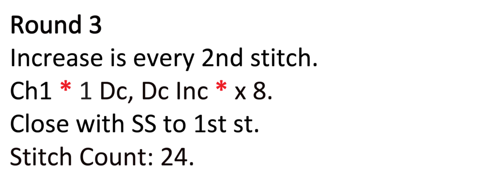 Crochet circle pattern - crochet circle written pattern round 3