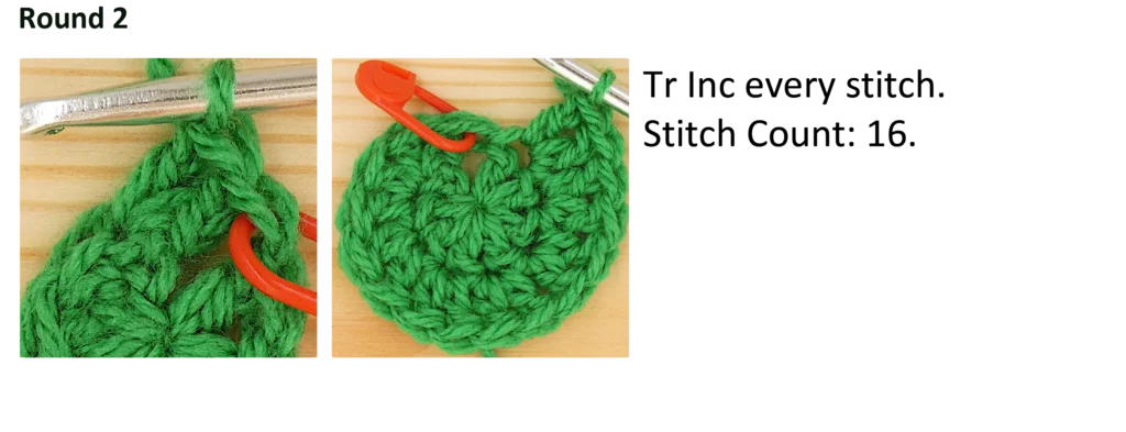 crochet circle Tr treble Dc double continuous circle photo pattern perfect round shape round 2