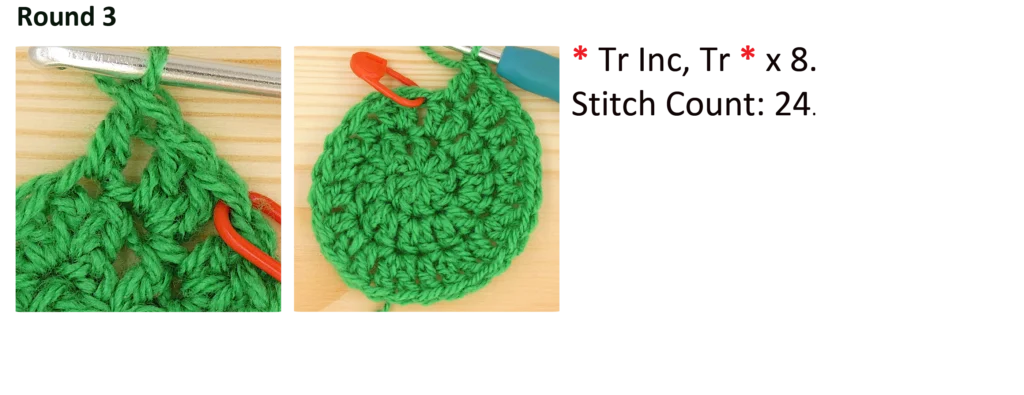 crochet circle Tr treble Dc double continuous circle photo pattern perfect round shape round 2
