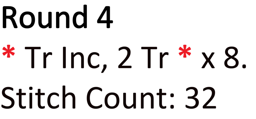 crochet circle Tr treble Dc double continuous circle written pattern perfect round shape round 4