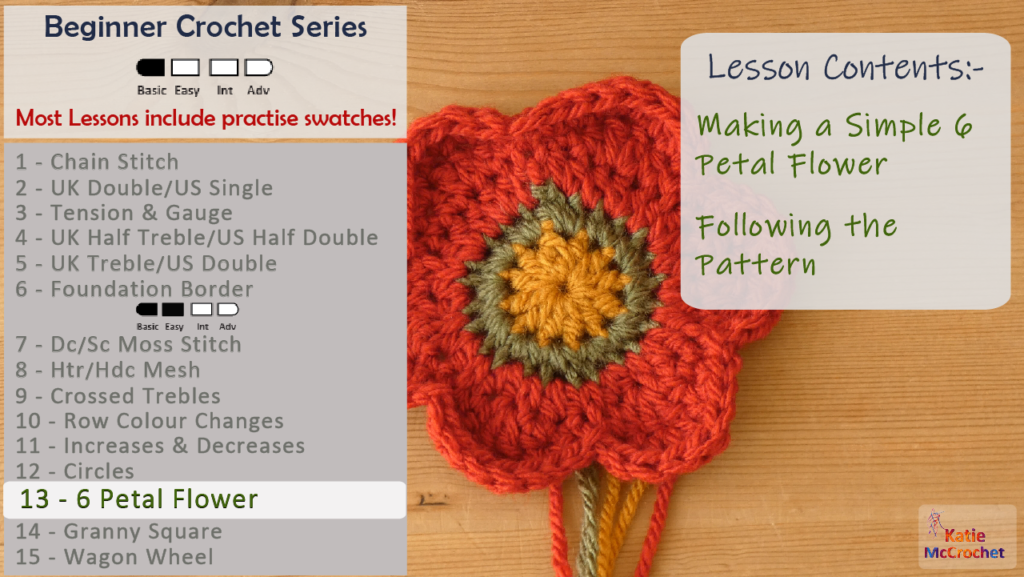 beginner Crochet tutorials - 6 petal crochet flower