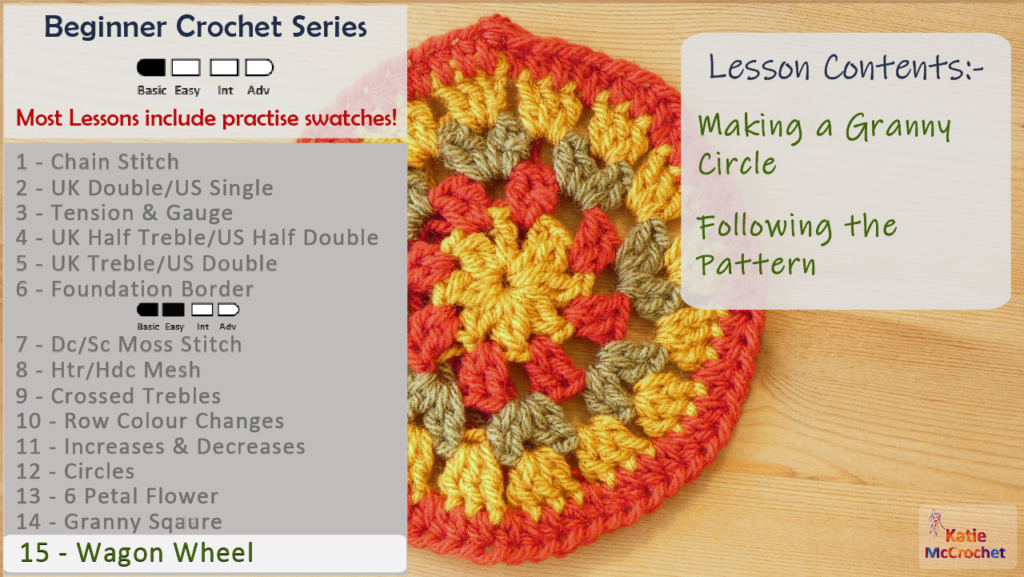 Beginner crochet tutorials - lesson 15 crochet wagon wheel, granny square