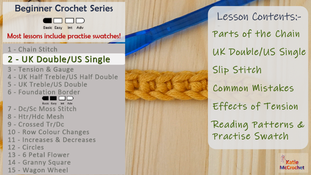 Beginner crochet lesson 2 - learn the double (single) crochet stitch