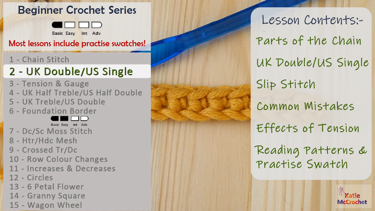Beginner crochet lesson 2 - learn the double (single) crochet stitch