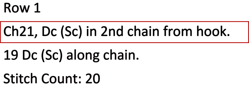 Crochet Pattern - Crossed Trebles Written pattern row 1