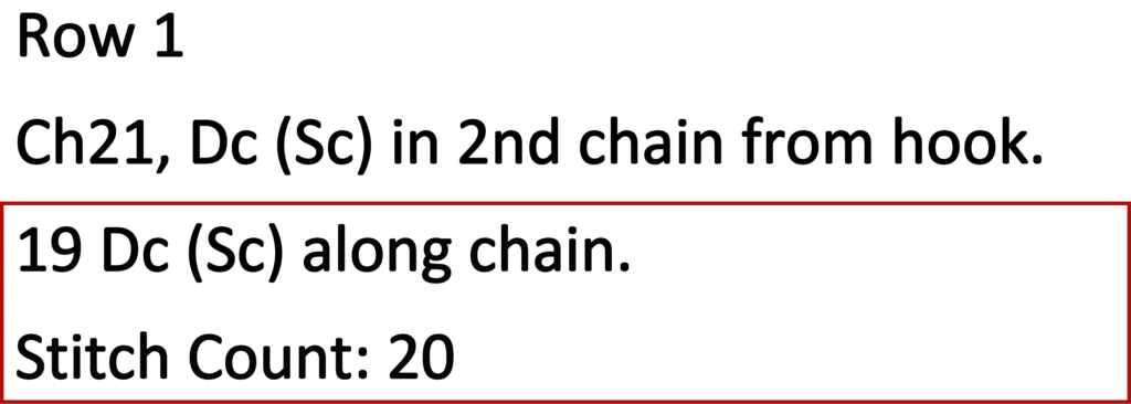 Crochet Pattern - Crossed Trebles Written pattern row 1