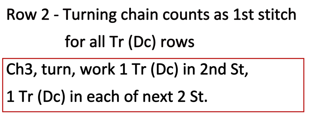 Crochet Pattern - Crossed Trebles Written pattern row 2