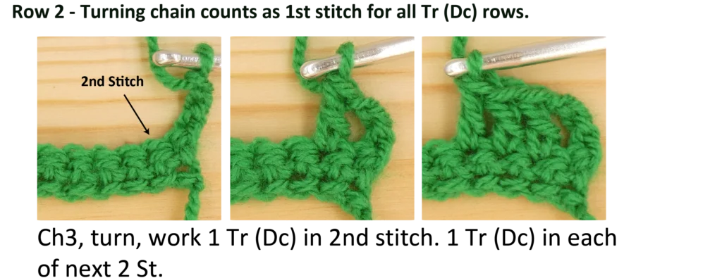 Crochet Pattern - Crossed Trebles Photo pattern row 2