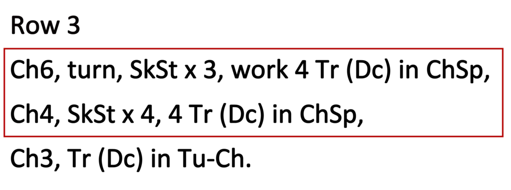 Crochet Pattern - Crossed Trebles Written pattern row 3