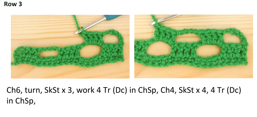 Crochet Pattern - Crossed Trebles photo pattern row 3