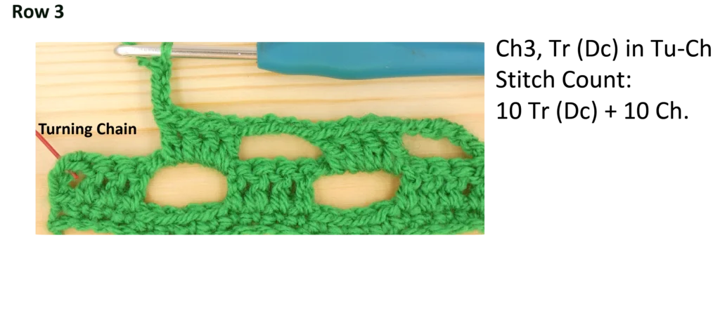 Crochet Pattern - Crossed Trebles photo pattern row 3