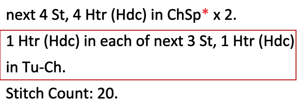 Crochet Pattern - Crossed Trebles written pattern row 5