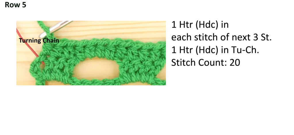 Crochet Pattern - Crossed Trebles photo pattern row 5