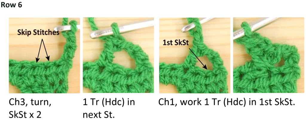 Crochet Pattern - Crossed Trebles photo pattern row 6