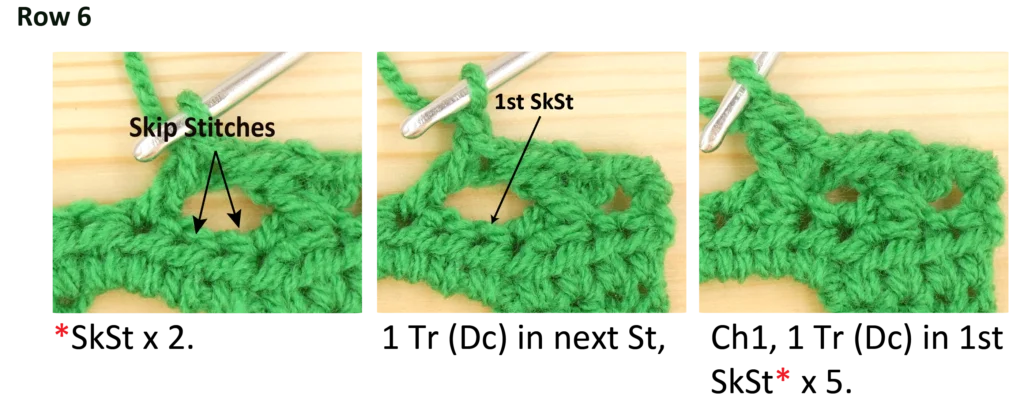 Crochet Pattern - Crossed Trebles photo pattern row 6