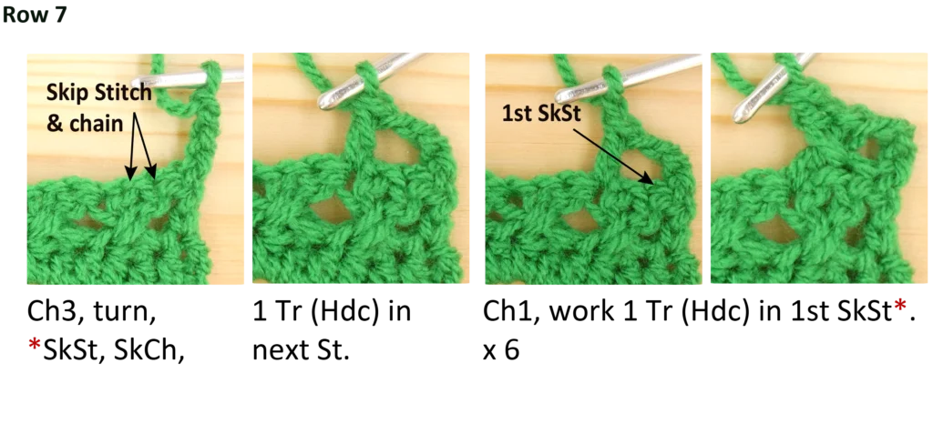 Crochet Pattern - Crossed Trebles photo pattern row 7